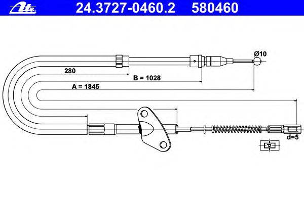 Трос, стояночная тормозная система ATE 24.3727-0460.2