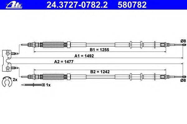 Трос, стояночная тормозная система ATE 24.3727-0782.2