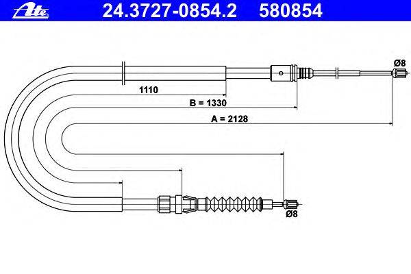 Трос, стояночная тормозная система ATE 24.3727-0854.2