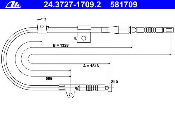 Трос, стояночная тормозная система ATE 24.3727-1709.2