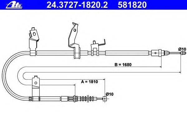 Трос, стояночная тормозная система ATE 24.3727-1820.2