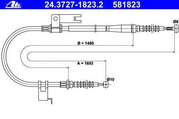 Трос, стояночная тормозная система ATE 24.3727-1823.2