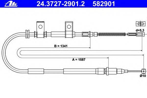 Трос, стояночная тормозная система ATE 24.3727-2901.2