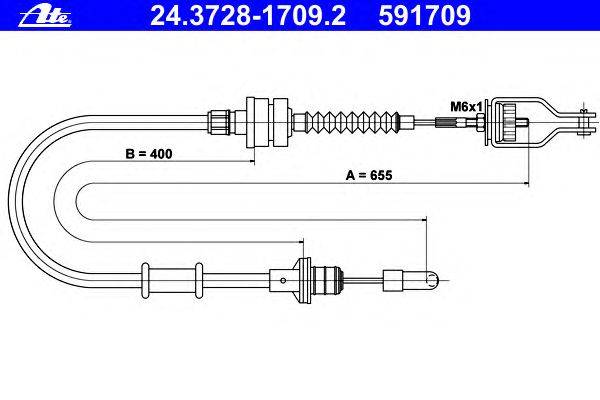 Трос, управление сцеплением ATE 24.3728-1709.2
