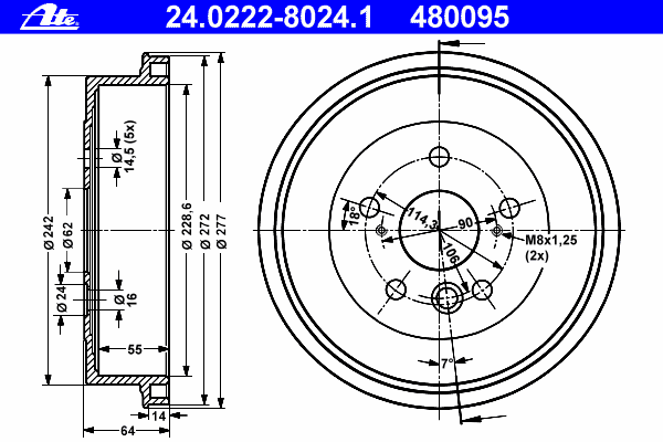 Тормозной барабан ATE 480095