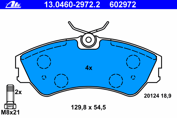 Комплект тормозных колодок, дисковый тормоз ATE 20124