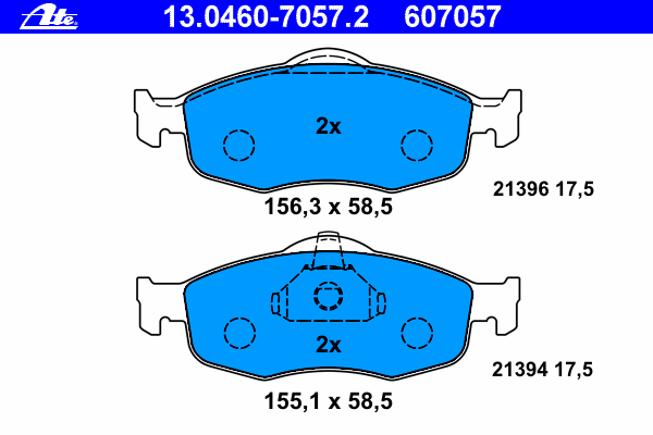 Комплект тормозных колодок, дисковый тормоз ATE 13.0460-7057.2
