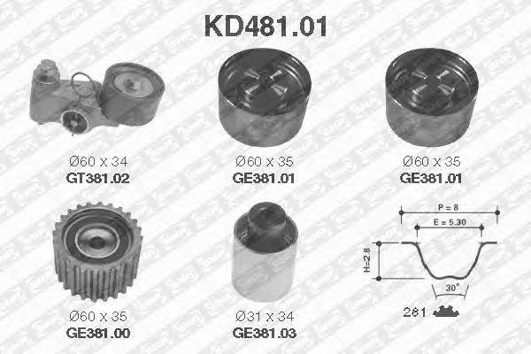 Комплект ремня ГРМ SNR KD481.01