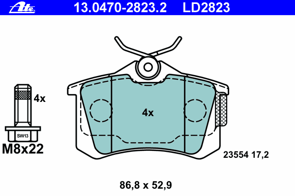 Комплект тормозных колодок, дисковый тормоз ATE 13047028232