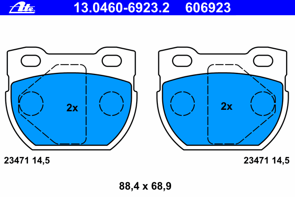 Комплект тормозных колодок, дисковый тормоз ATE 13.0460-6923.2
