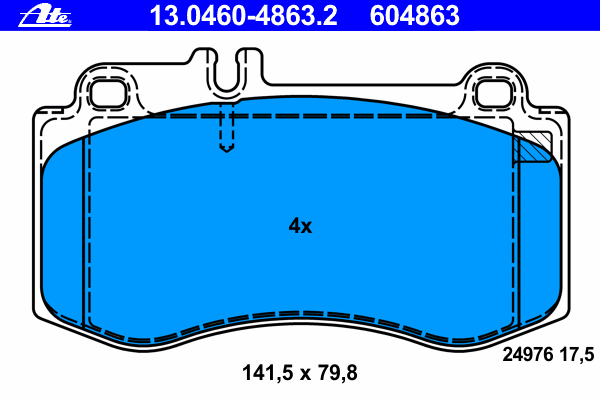 Комплект тормозных колодок, дисковый тормоз ATE 13.0460-4863.2